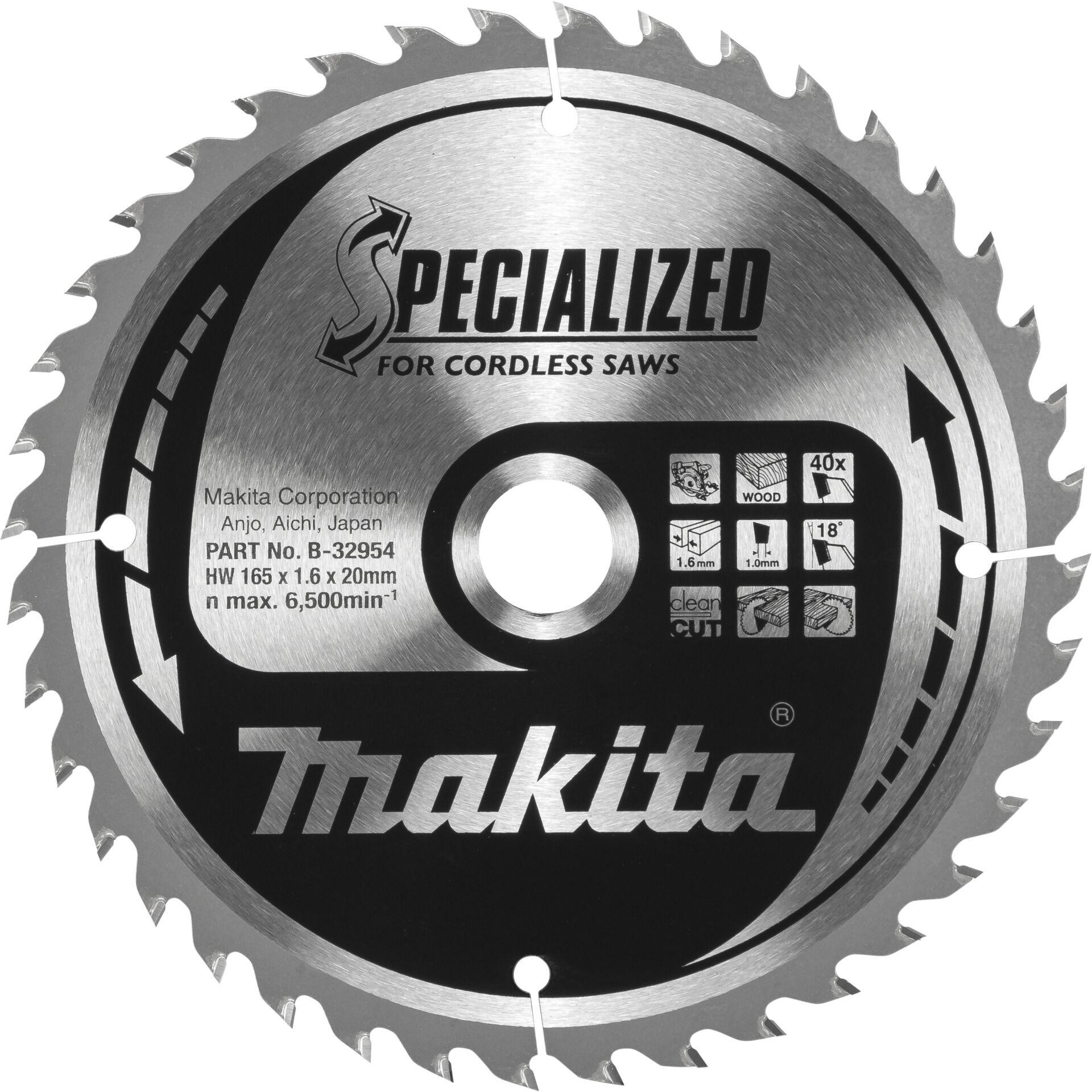 Makita SPECIALIZED B-32954 Hartmetall saw blade 165 x 20 x 1 mm Zä