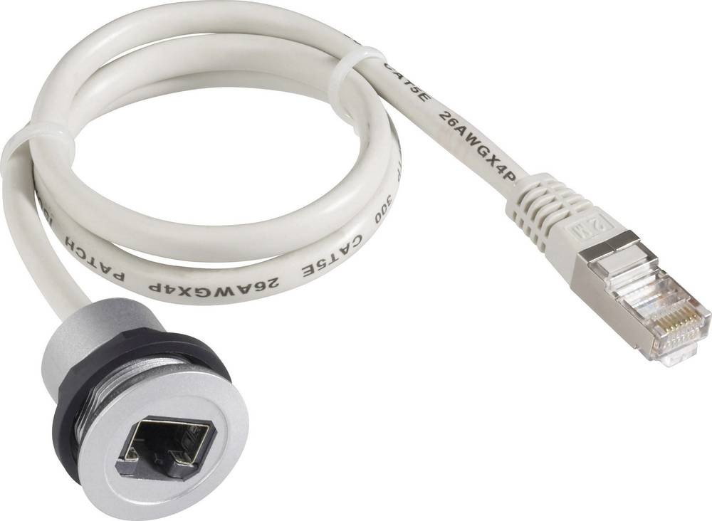 Georg Schlegel RJ45-Buchse, mit Kabel silberfarben rund, RONTRON-R-