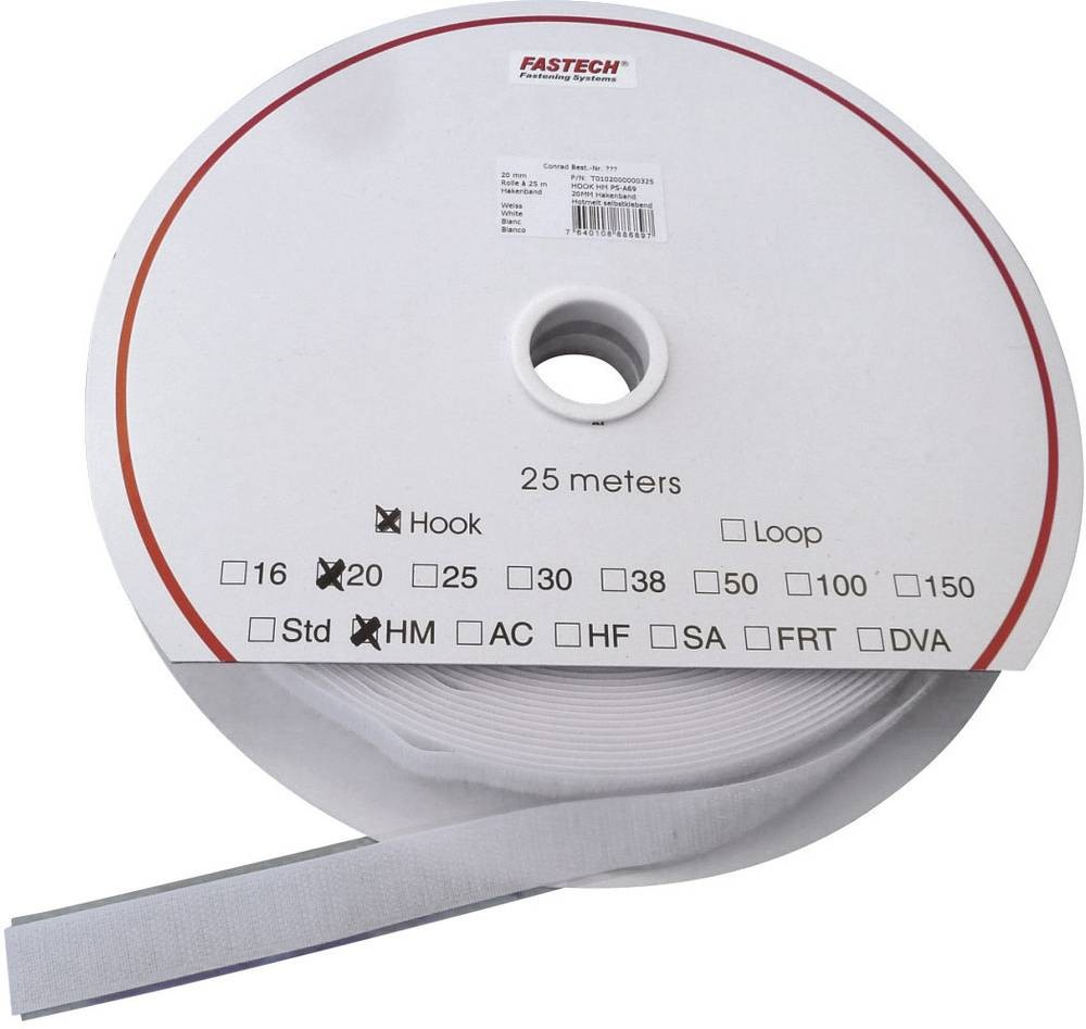 FASTECH T0102000000325 Klettband to Aufkleben Hotmelt Haftteil (L x