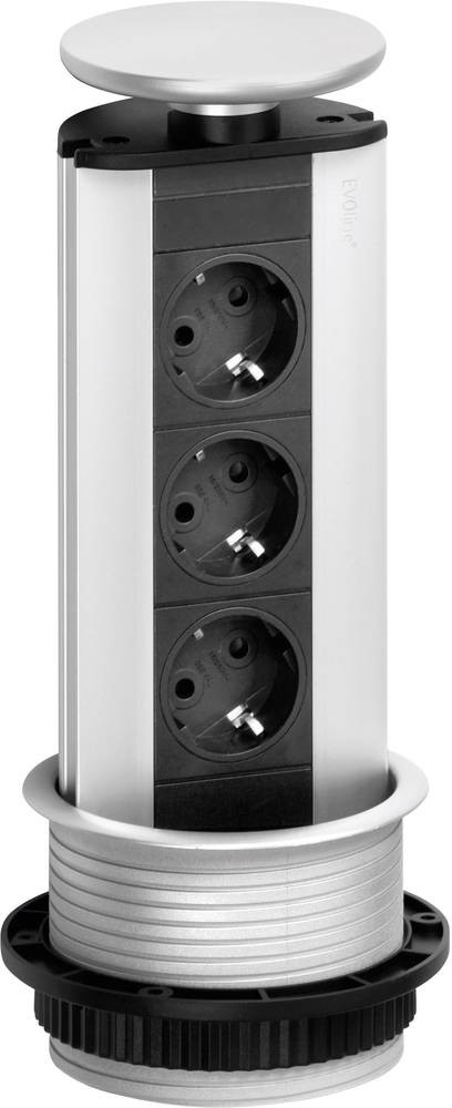 EVOline 93100001 Steckdosenturm 3fach black, silver Schutzkontakt 1