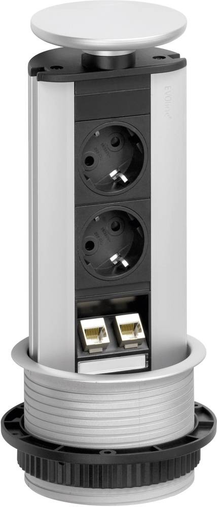 EVOline 93100314 Steckdosenturm 2fach black, silver Schutzkontakt 1