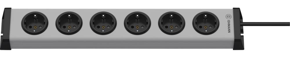 Ehmann 0200x00062301 power strip 6fach grey, black Schutzkontakt 1 pc(