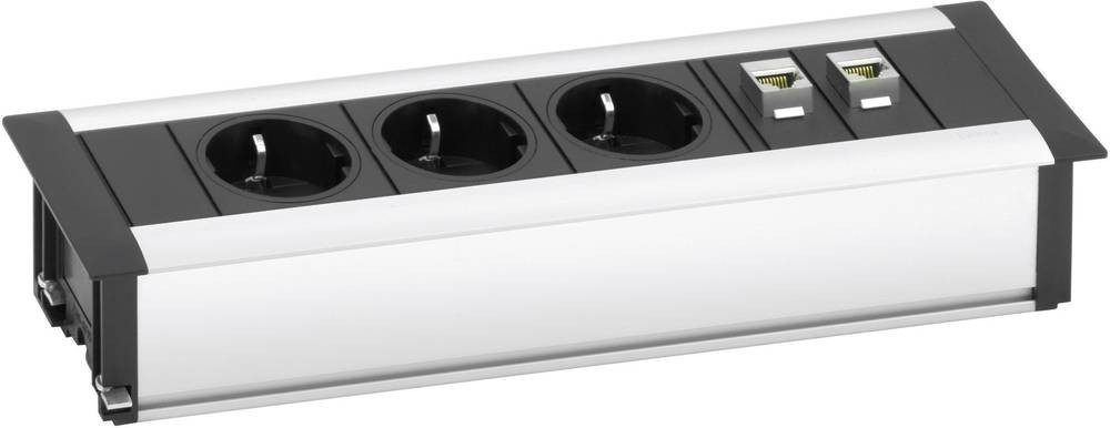 EVOline 159610001000 power strip 3fach Aluminium, black Schutzkontakt