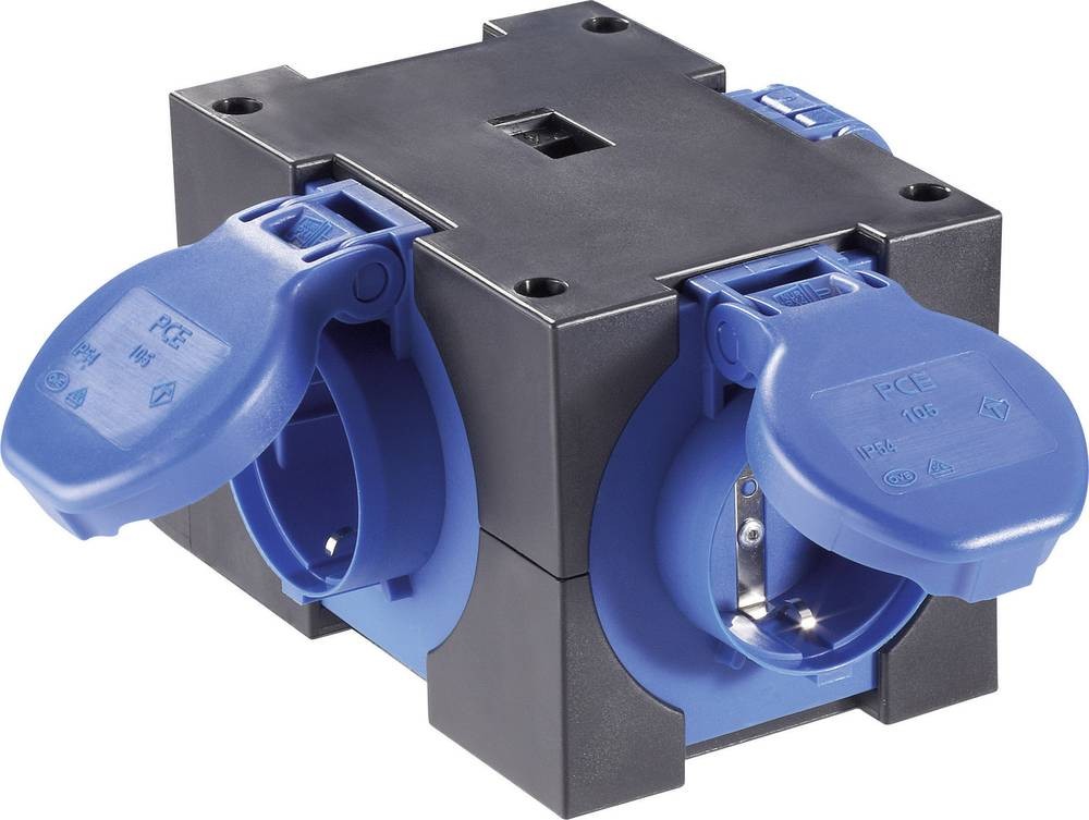 PCE 9430406 3fach Steckdosen-Verteiler black, blue