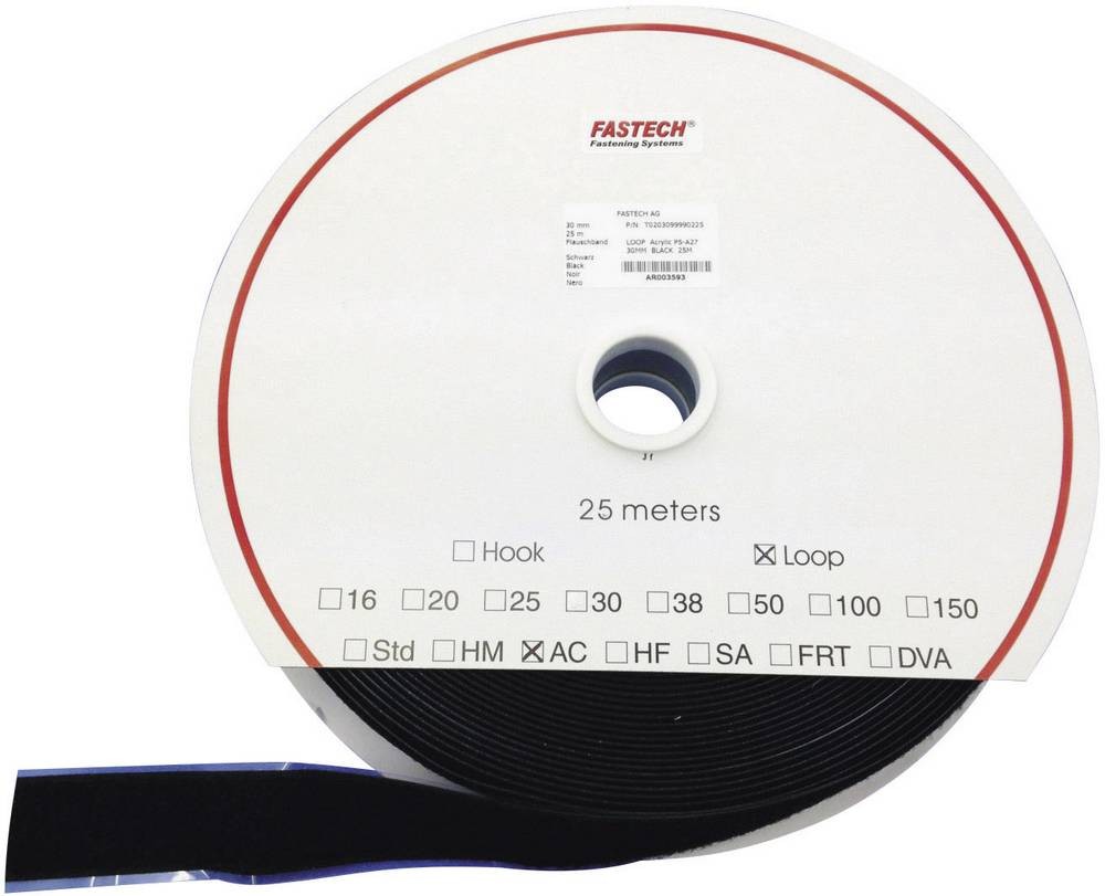 FASTECH T0205099990225 Klettband para Aufkleben Acrylat Flauschteil