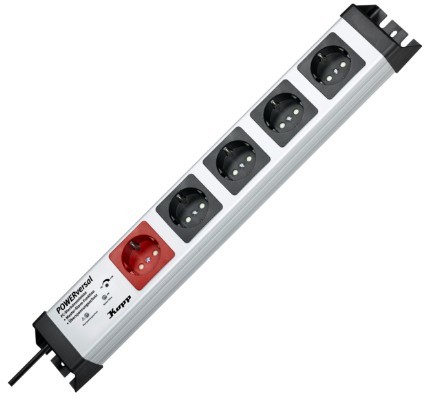 Kopp POWERversal Interno 5AC outlet(s) 1.4m Nero, Grigio, Rosso