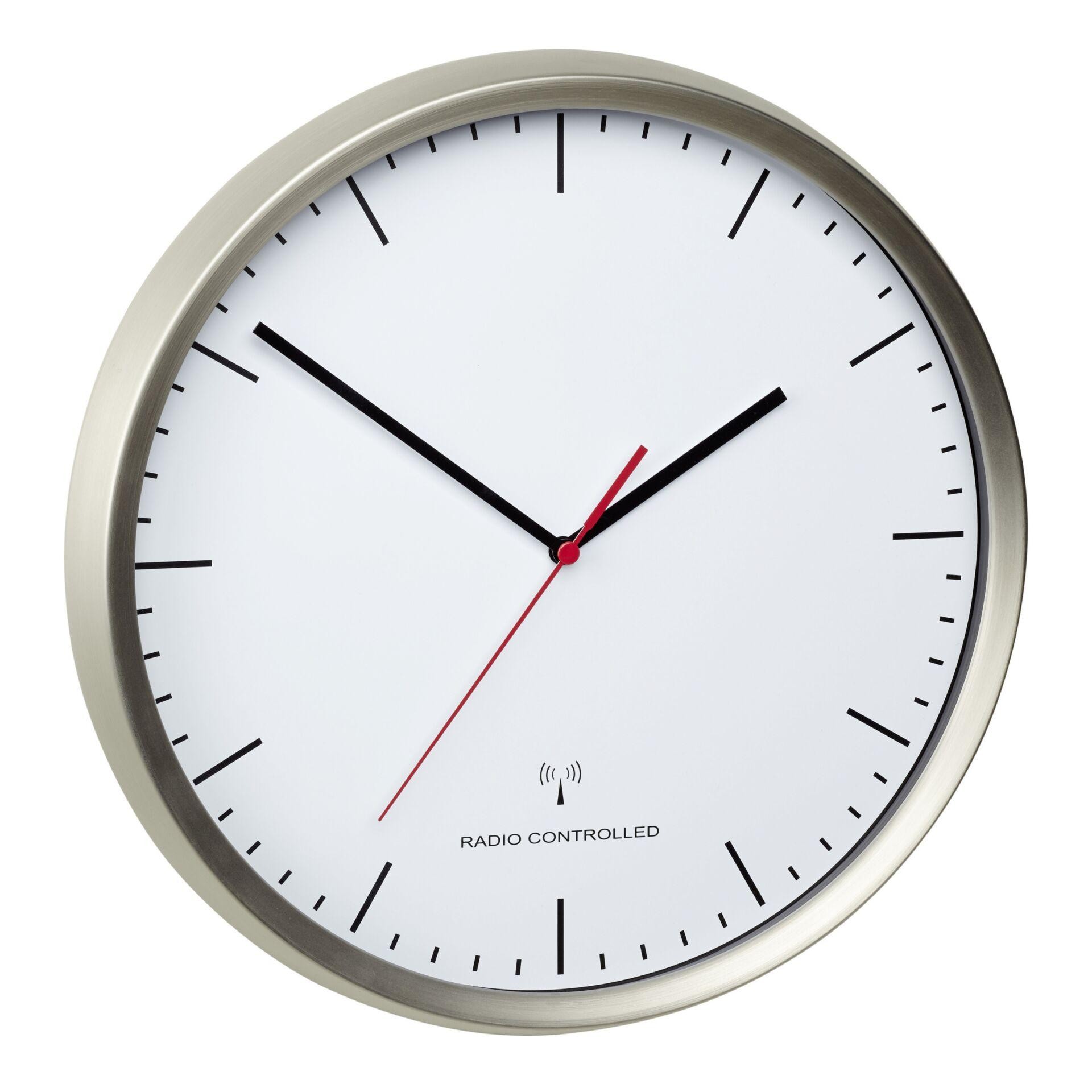 TFA Dostmann 60.3521.02 Funk Wanduhr 30.5cm x 48mm Edelstahl (gebü