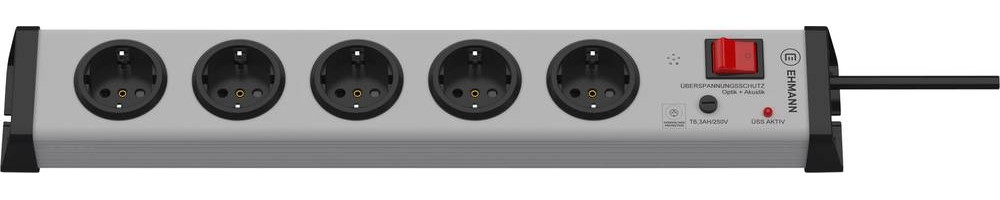 Ehmann 0206x01053301 overvoltage protection-power strip 5fach grey