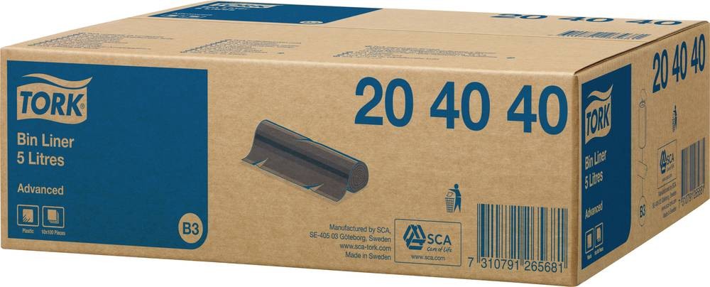 Tork 204040 trash bag 5 L Black 50 pc(s) - Tork 204040, 5 L, Black,