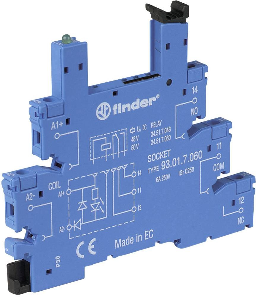 Finder 93.01.3.240 Relaissockel with Haltebügel, with LED, with EMV-