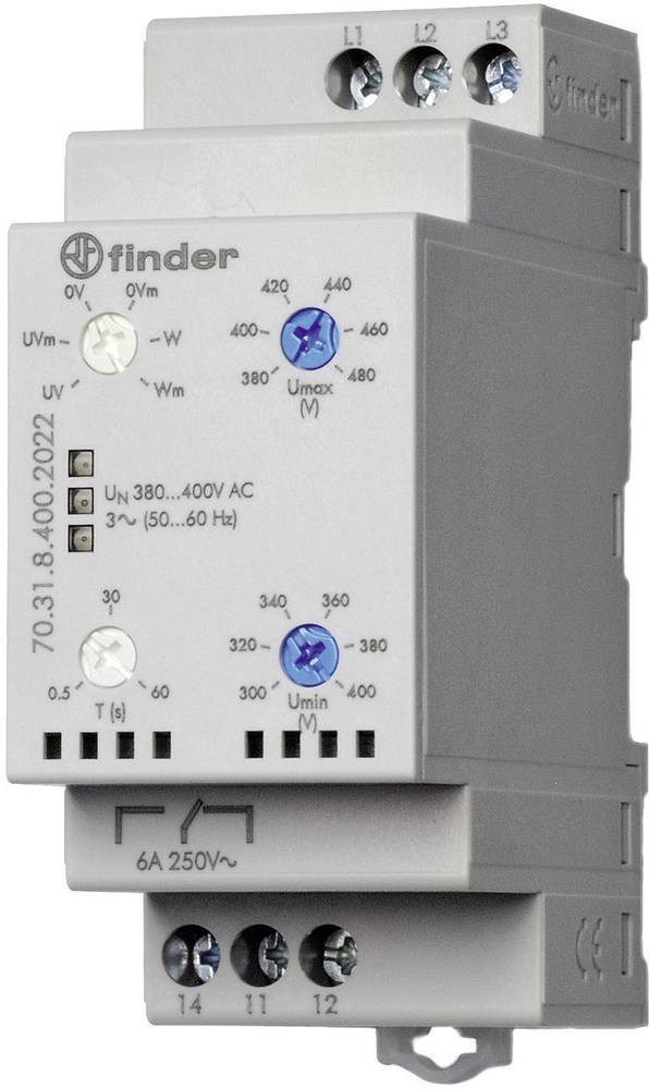Finder Überwachungsrelais 380 - 415 V/AC 1 Wechsler 70.31.8.400.2022