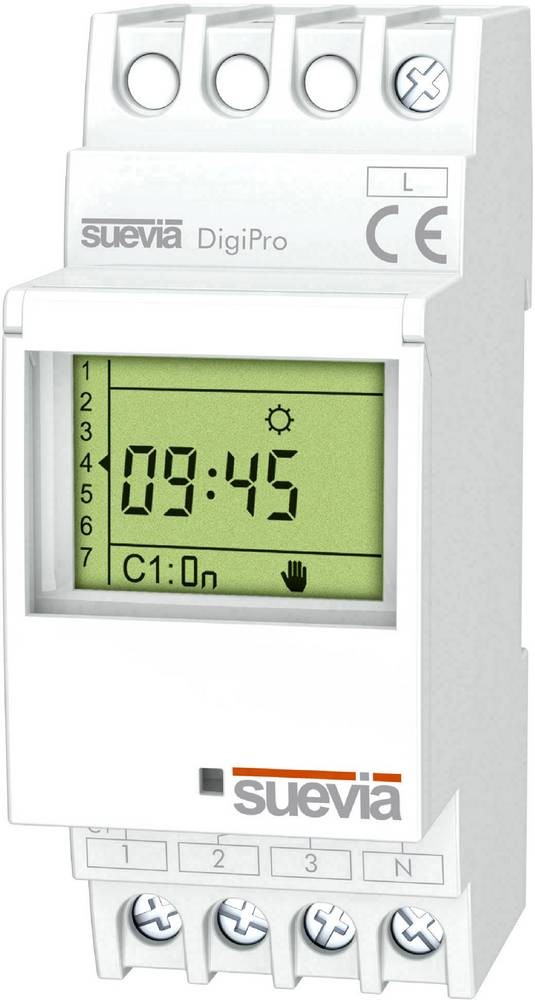 Suevia Zeitschaltuhr pour Hutschiene DigiPro 1 Wechsler 16A 250 V/AC