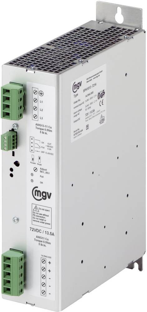 Mgv 14.5943.975 Schalthome charger 72 V/DC 13.5A 1000W