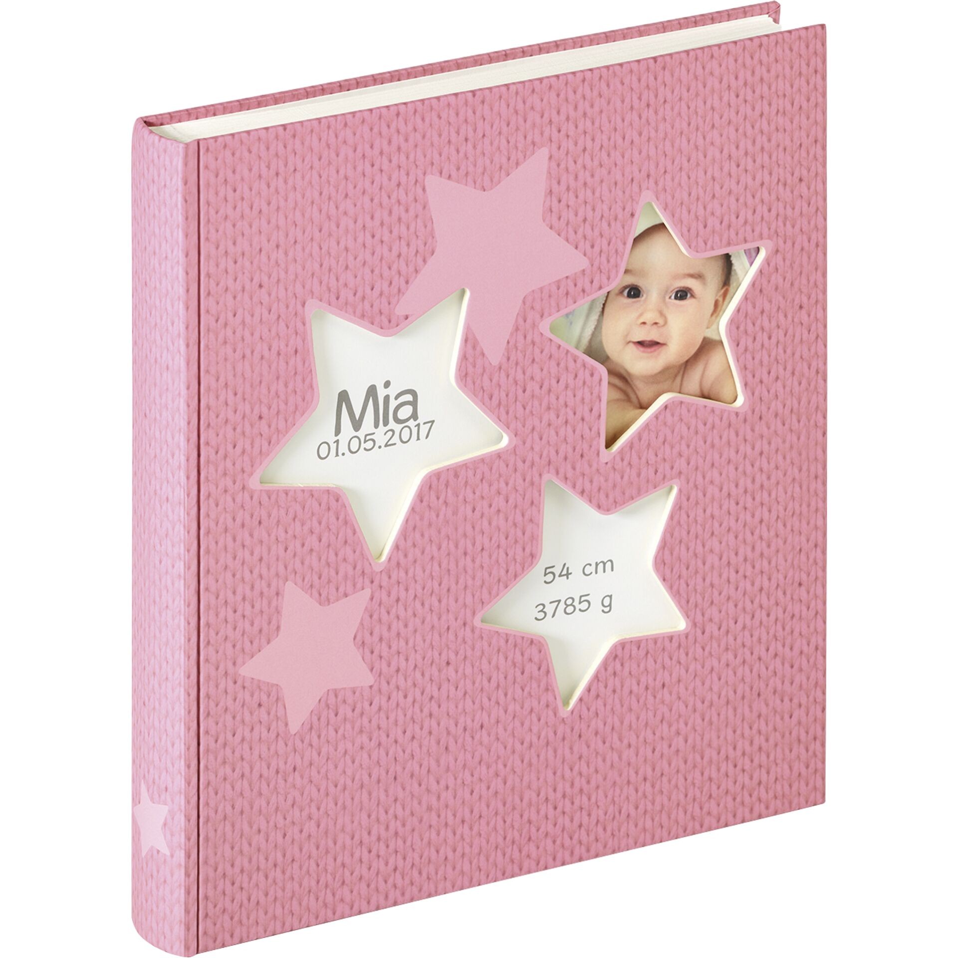Walther Estrella rosa 28x30,5 50 weiße Seiten Babyalbum UK133R