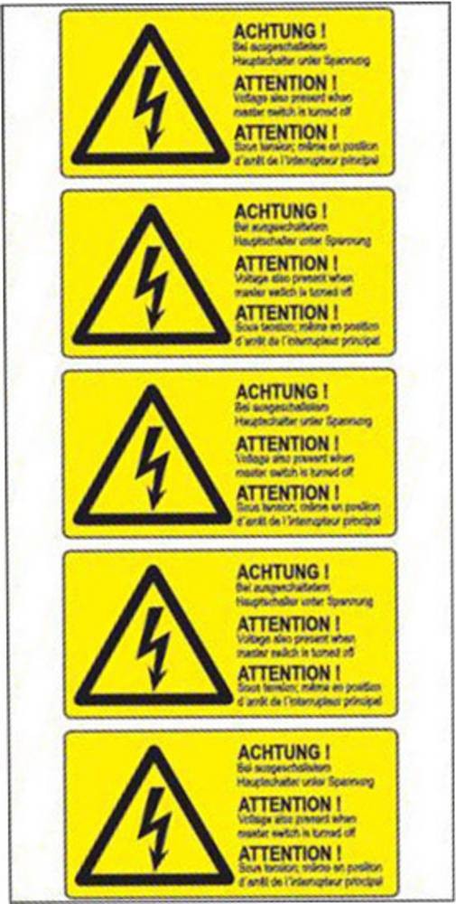 Warn-Kombischild Bei ausgeschaltetem Hauptschalter unter Spannung