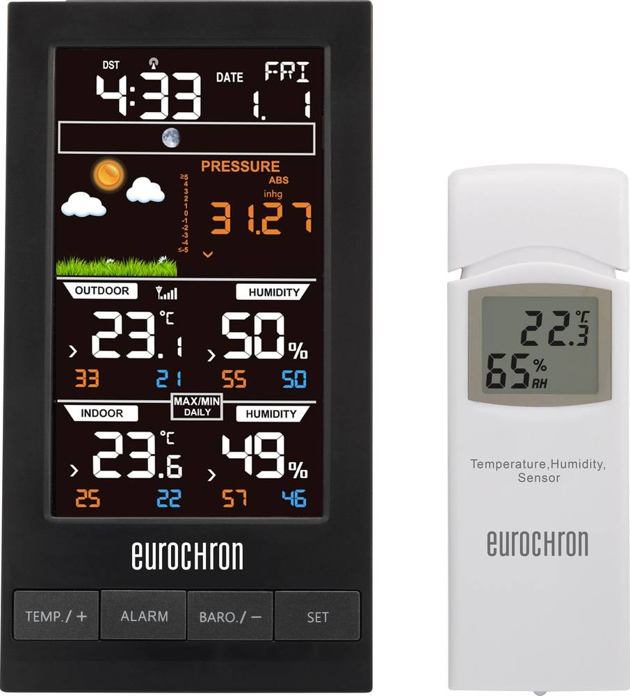 Eurochron EFWS S250 Funk-Wetterstation Vorhersage für 12 bis 24