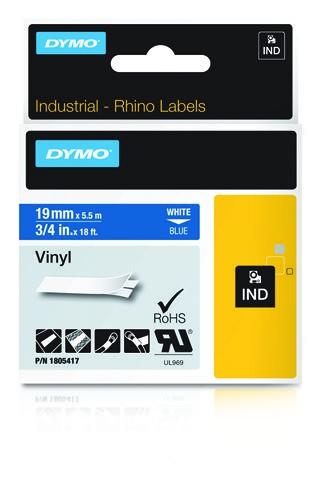 DYMO Rhino Etichette in vinile industriale | 19 mm x 5,5 m | Stampa