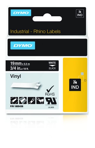 DYMO Rhino étiquettes industrielles autocollantes en vinyle | 19 mm