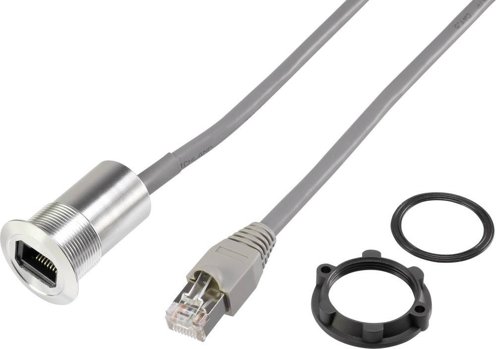 TRU Components RJ45-Einbaubuchse, Kabellänge 1.50m RJ45-03 Buchse,