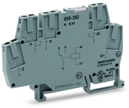 WAGO 859-392 Relaisklemme Nennspannung: 24 V/DC Schaltstrom (max.):