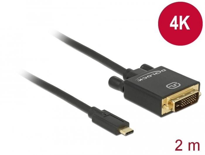 DeLOCK 2m, USB-C/DVI 24+1 adattatore grafico USB 3840 x 2160 Pixel