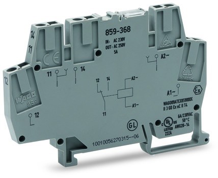WAGO 859-368 Relaisklemme Nennspannung: 230 V/AC Schaltstrom (max.):