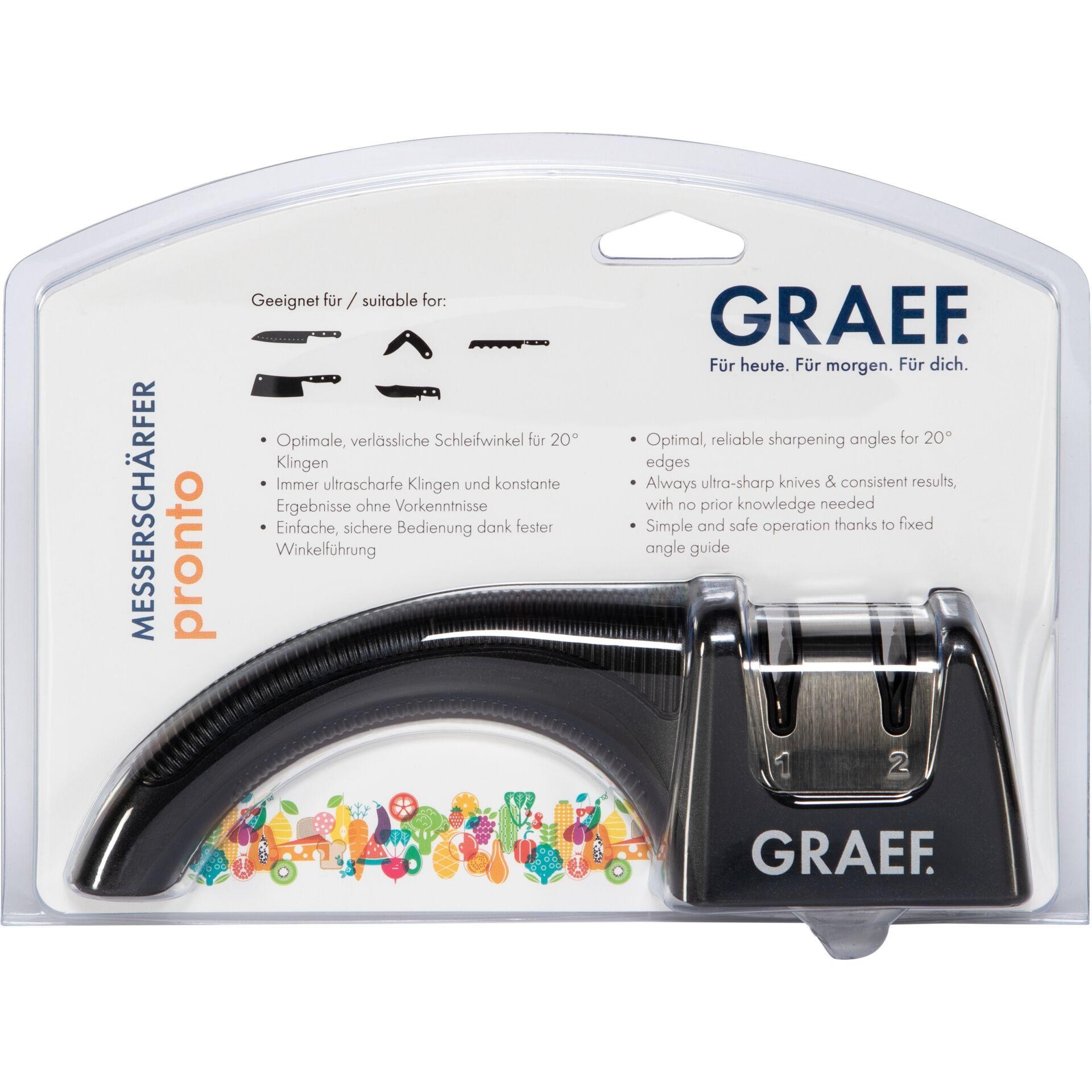 Graef PRONTO knife sharpener Black - Graef PRONTO, 215 x 53 x 70 mm,