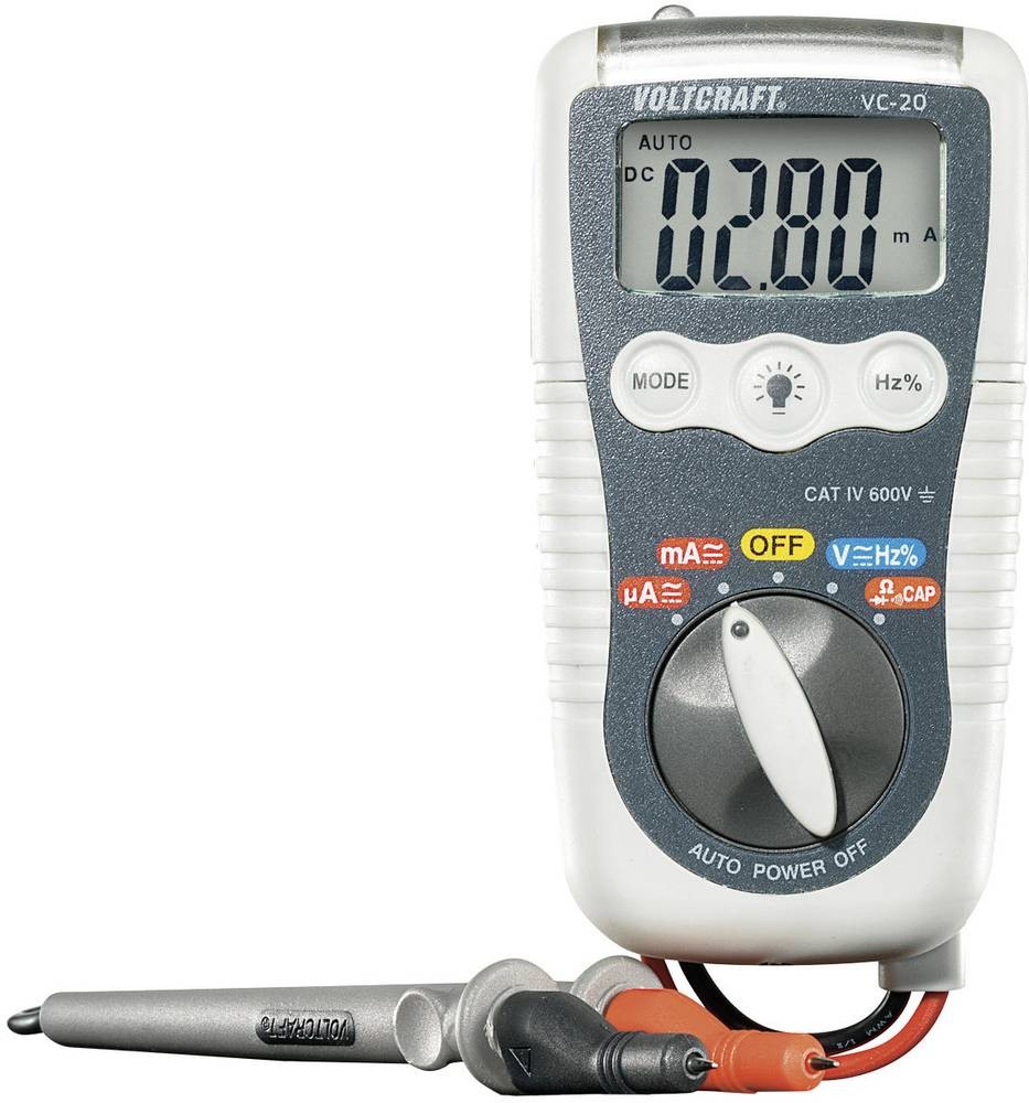 VOLTCRAFT VC-20 Hand-Multimeter digital Spritzwassergeschützt (IP54)