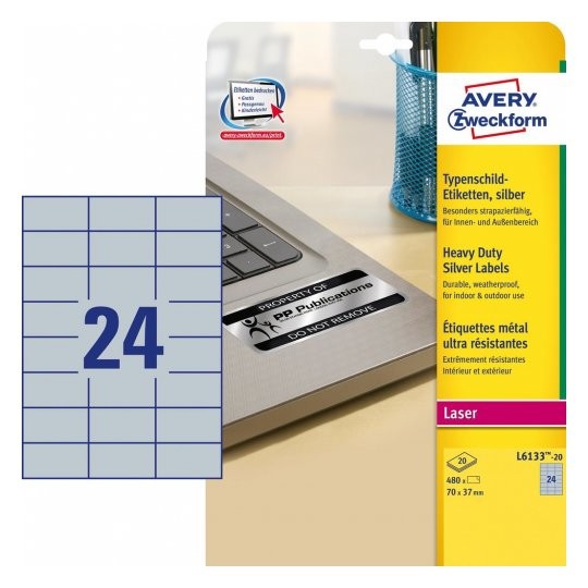 Avery L6133-20 printer label Silver Self-adhesive printer label -