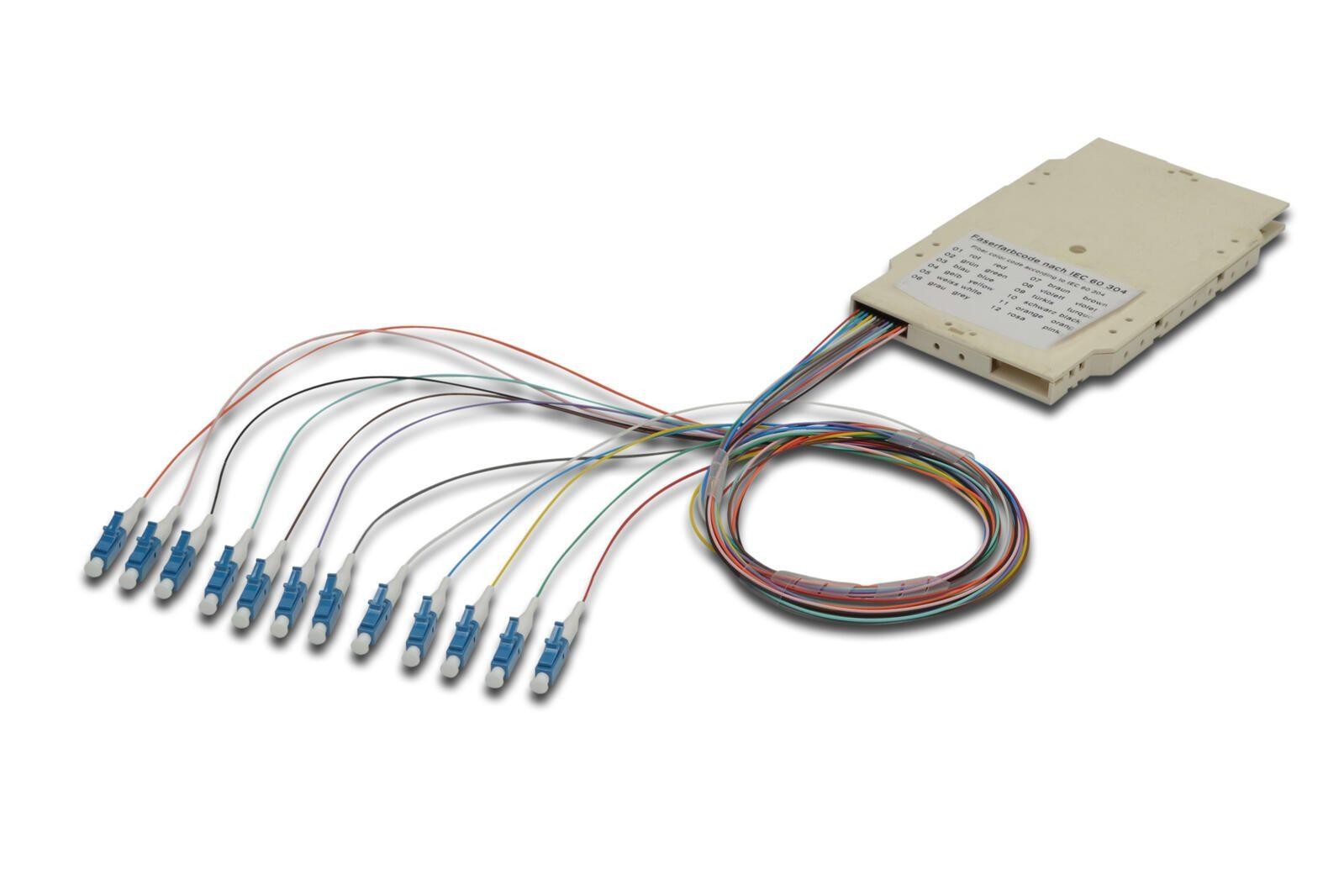 Digitus Splice cassette with 12 pigtails, pre-assembled, LC, OS2 -