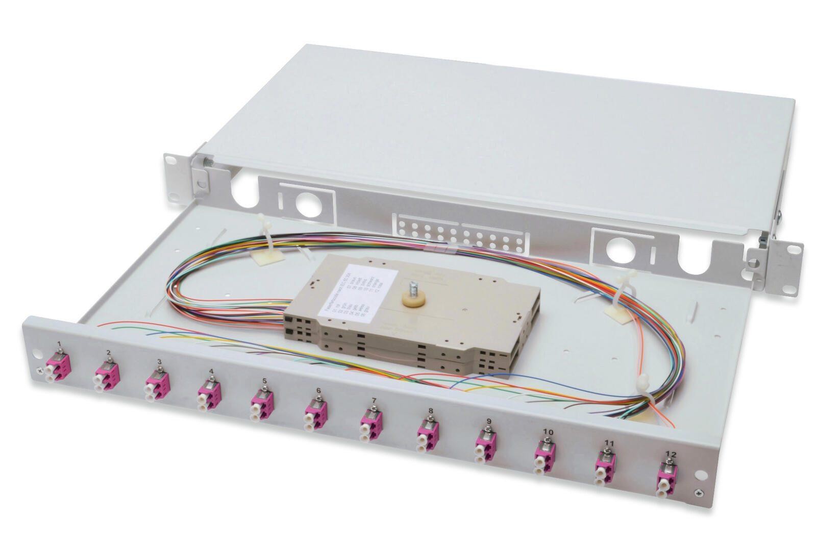 Digitus Caja de empalme de fibra óptica, 1U, equipada, LC, OM4 -