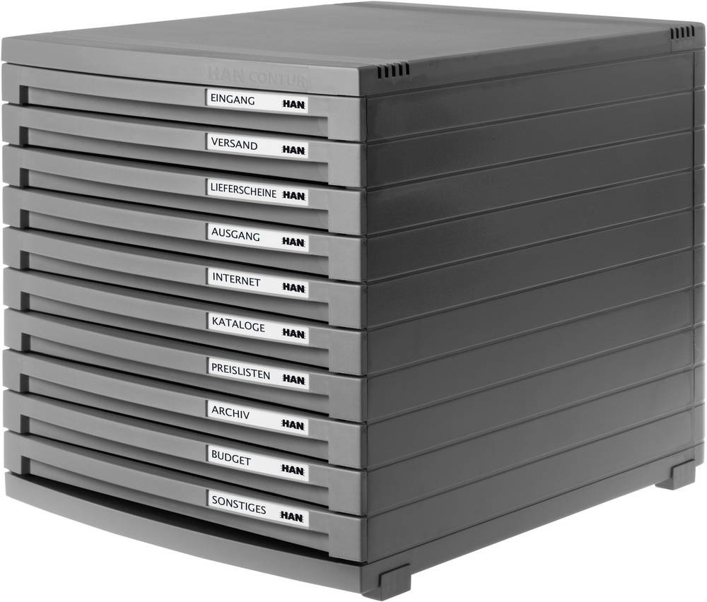 HAN CONTUR 1510-191 Schubladenbox Dunkelgrau DIN A4, DIN B4, DIN C4
