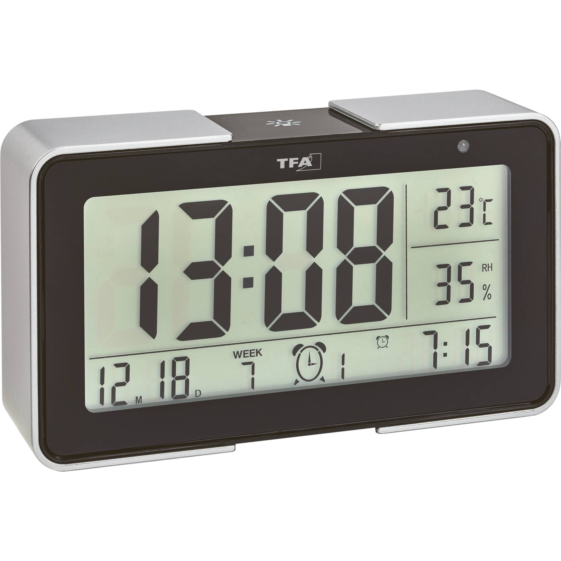 TFA Dostmann 60.2540.01 Funk Wecker Schwarz, Silber Alarmzeiten 3