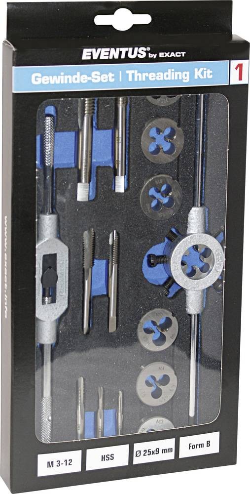 Eventus by Exact 70607 Gewindeschneidsatz 16teilig HSS metrisch M3,