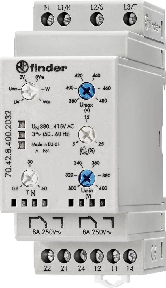 Finder Überwachungsrelais 380 - 415 V/AC 2 Wechsler 70.42.8.400.2032