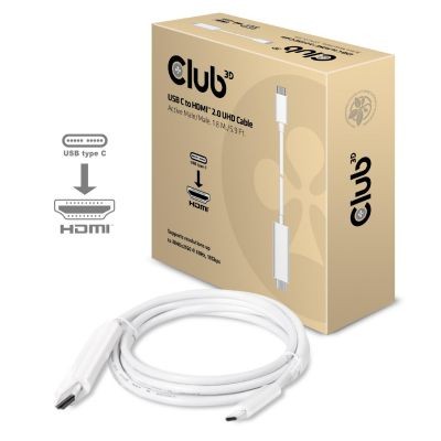 CLUB3D Cable UHD USB C a HDMI 2.0 Activo 1,8 M./5.9 Ft - CLUB3D