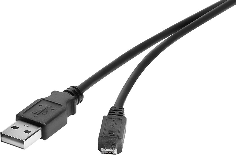 Renkforce RF-4724427 USB cable USB 2.0 3 m USB A Micro-USB B Black -