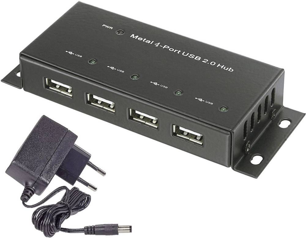 Renkforce RF-4830984 interface hub USB 2.0 Micro-B 480 Mbit/s Black -