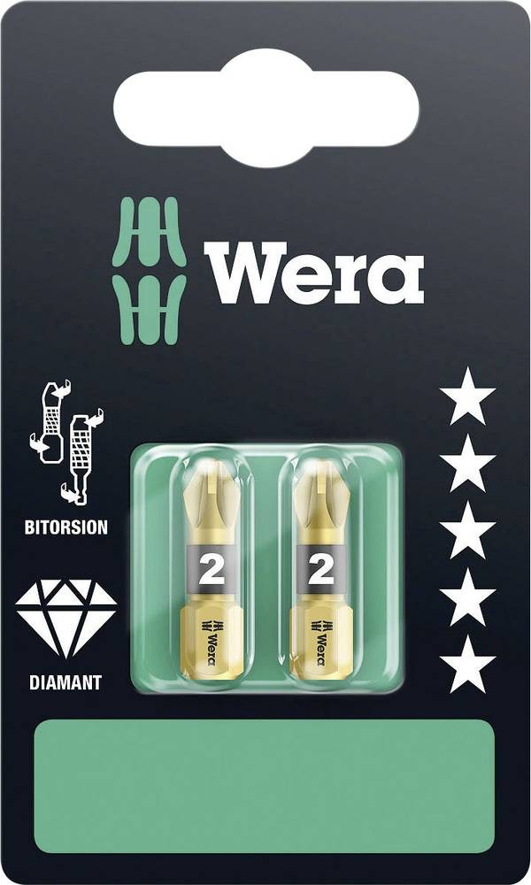 Wera 855/1 BDC SB SiS 05073339001 Kreuzschlitz-Bit PZ 2 Werkzeugstahl
