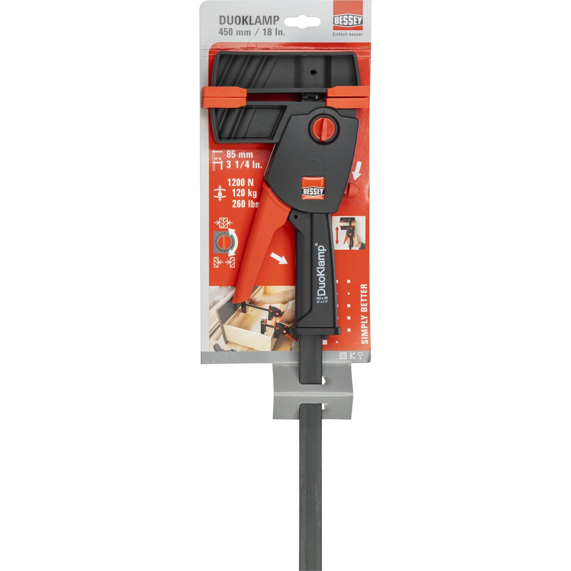 Einhandzwinge DuoKlamp Spann-W.450mm A.85mm Spreiz-W.75-535mm BESSEY