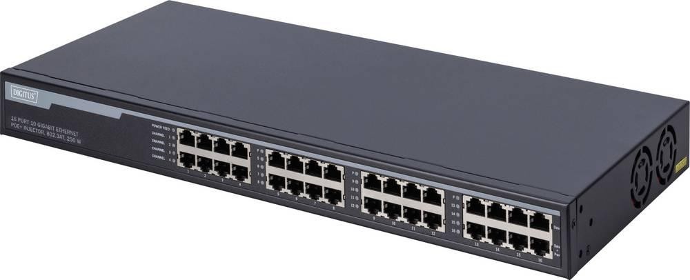 Digitus 16-port 10G Ethernet PoE+ injector, 802.3at, 250 W - Digitus