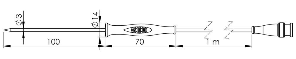 Greisinger GF 1T-T3 Tauchfühler -70 up to 250°C Fühler-Typ Pt1000