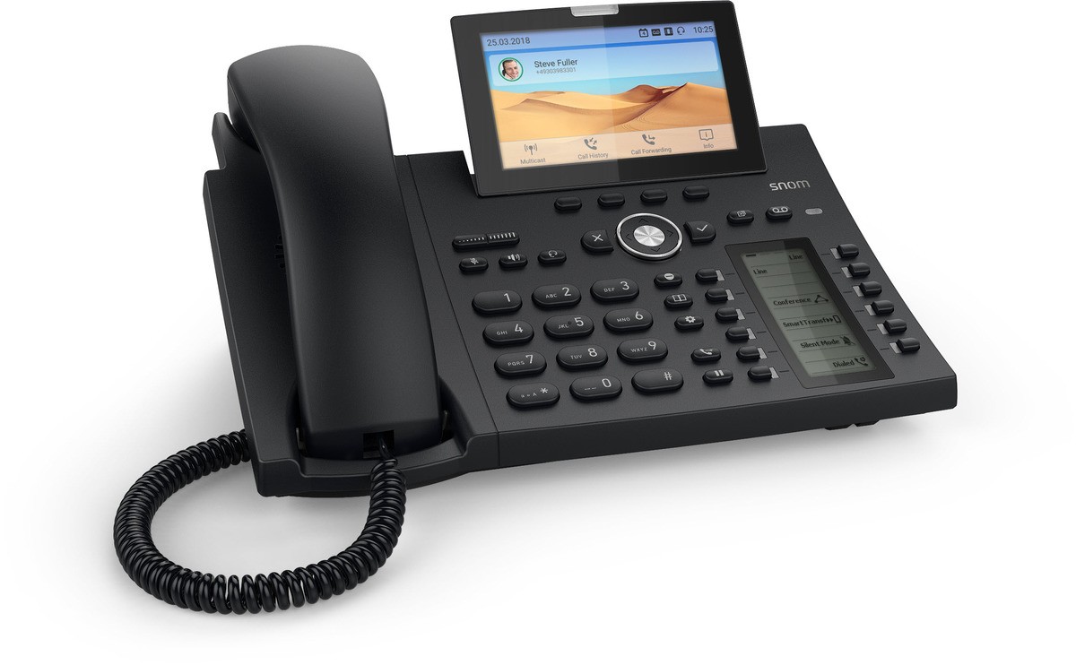 Snom D385 Black Wired handset 12lines TFT IP phone - Snom D385, Black,