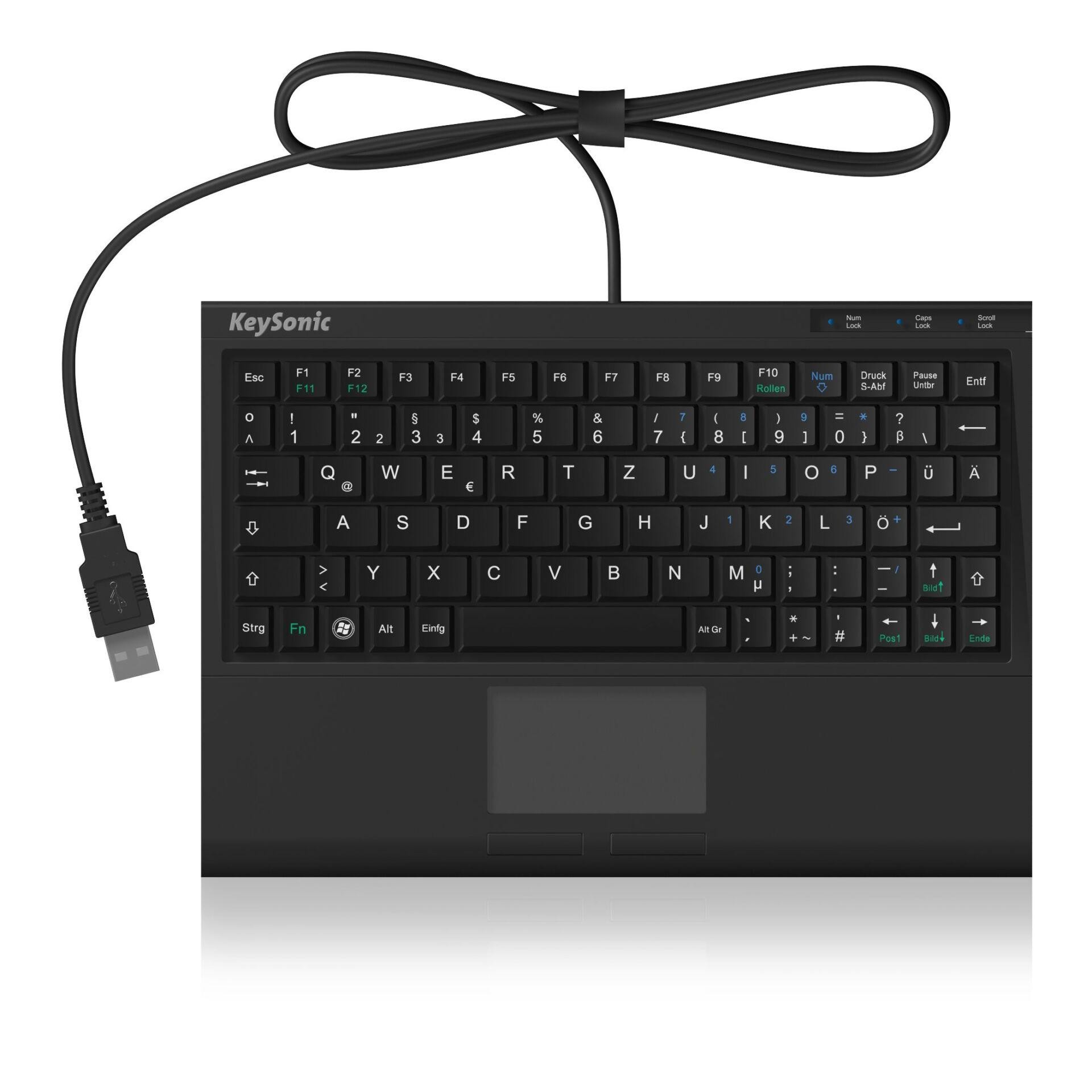 Keysonic ACK-3410 USB Tastatur Deutsch, QWERTZ Schwarz Integriertes