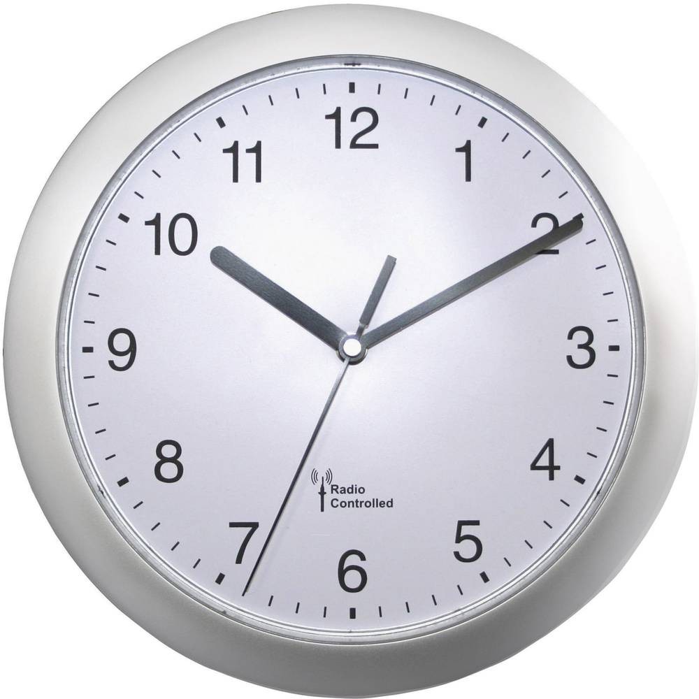 EUROTIME 56787 Funk Wanduhr 25cm x 38mm Silber