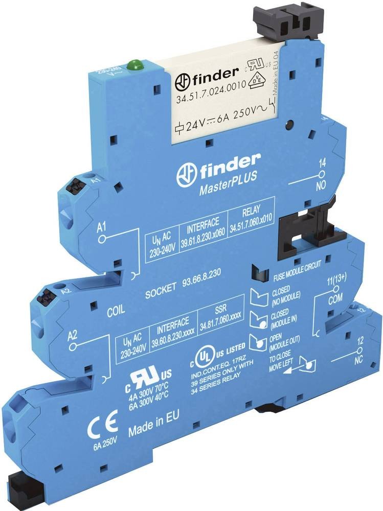 Finder 39.61.0.240.0060 Koppelrelais 240 V/DC, 240 V/AC 6A 1 Wechsler
