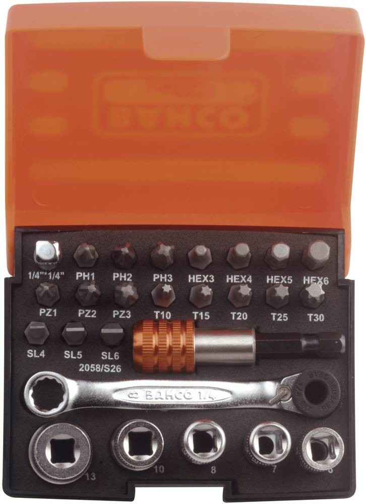 Bahco Steckschlüsselsatz metrisch 1/4\ (6.3 mm) 26teilig 2058/S26
