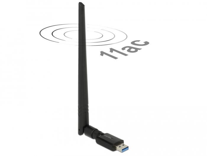 DELOCK USB 3.0 Dualband WLAN ac/a/b/g/n Stick 867 + 300 Mbps mit