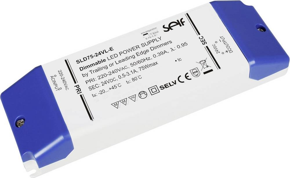 Self Electronics SLD75-24VL-E LED-Trafo Konstantspannung 75W 0.5 - 3.