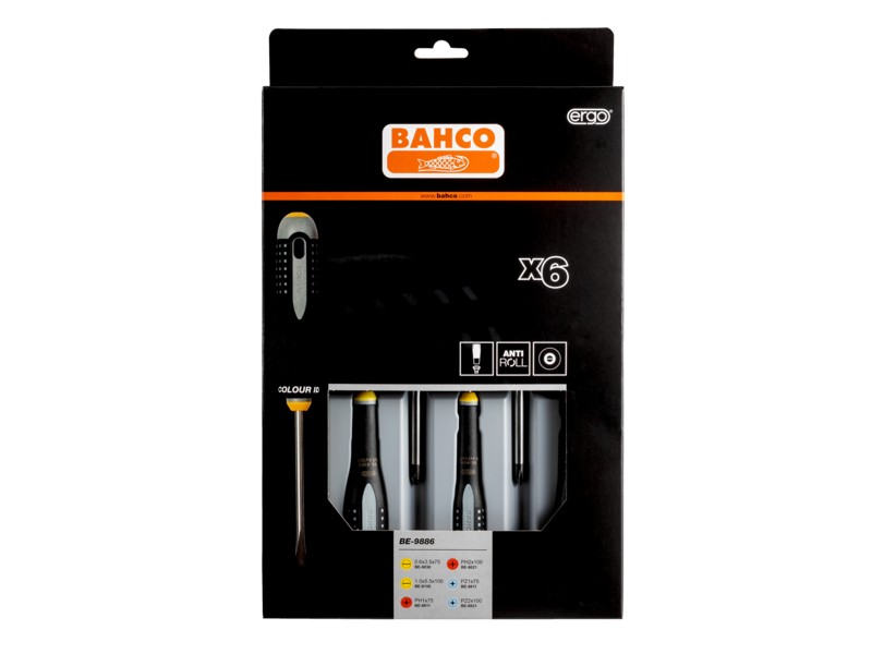 Bahco Ergo Werkstatt Schraubendreher-Set 6teilig Schlitz,